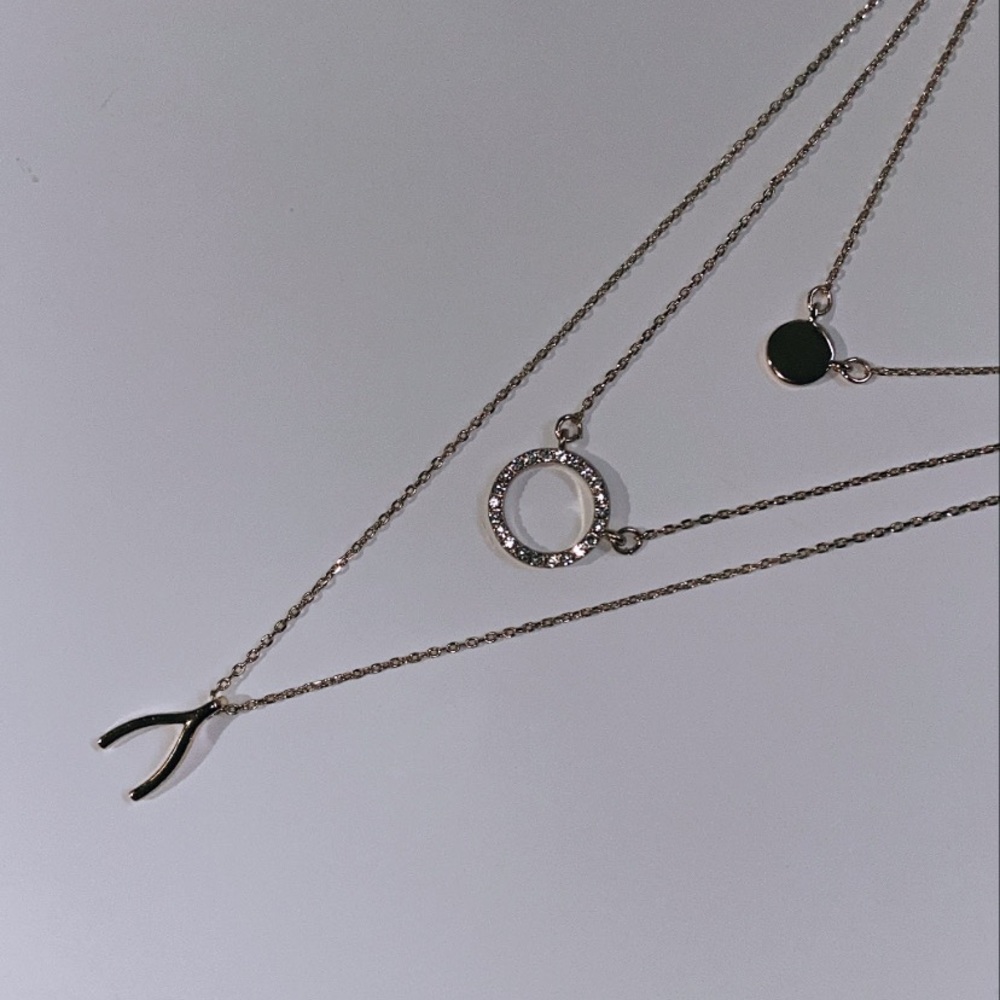 Wishbone Chic Layering Necklace Rhinestone Set - Picture 6 of 10